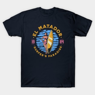 Vintage El Matador, California Surfer's Paradise // Retro Surfing 1980s Badge T-Shirt